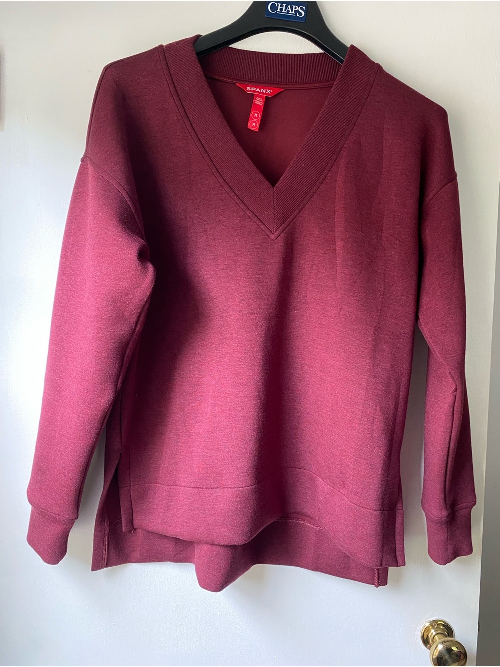 SPANX Women's V-Neck Sweater - Burgundy